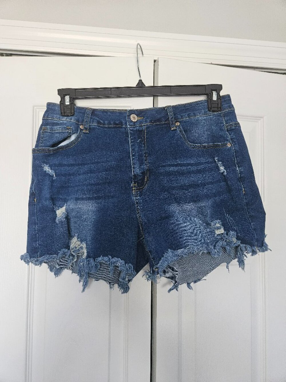 Distressed Blue Jean Shorts